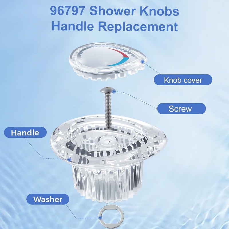 Coolfell 2 Pack 96797 Shower Handle Replacement, Compatible with Moen Chateau Shower Trim Kit for 1225 Cartridge, Shower Knob Replacement, for Bathroom Tub and Shower, Include Screws - Image 4